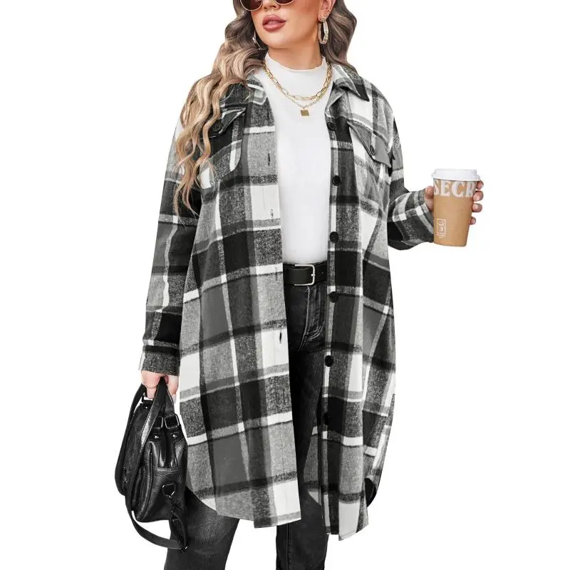 Women's Plus Size Flannel Plaid Shirt