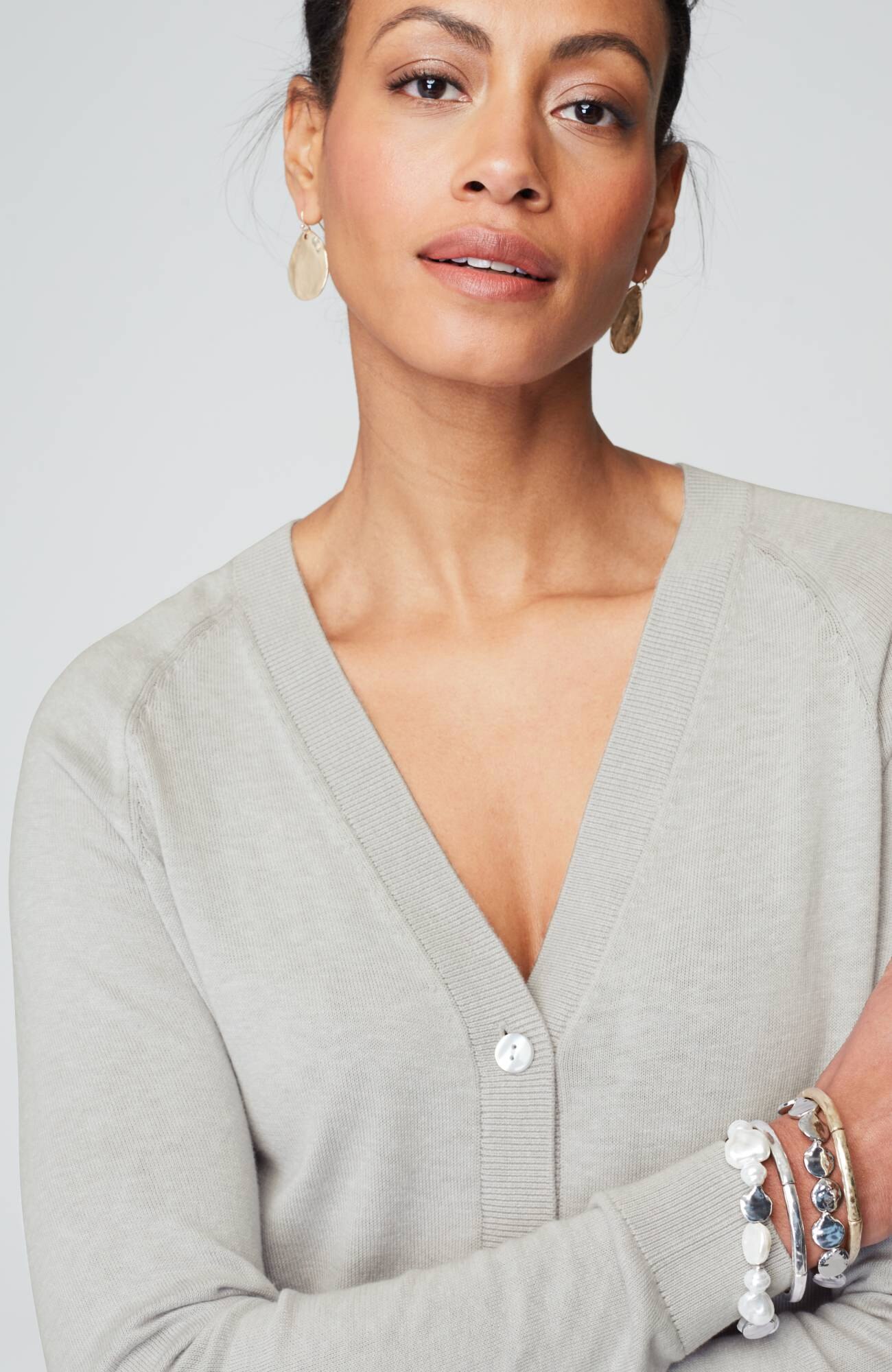 organically grown cotton v-neck cardi