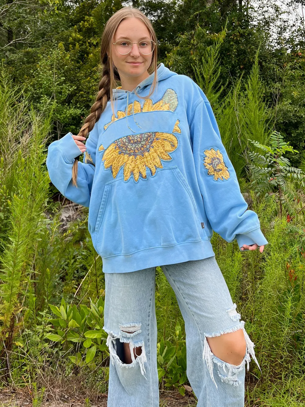 Blue Streetwear Leisure Hoodie Sweatshirts