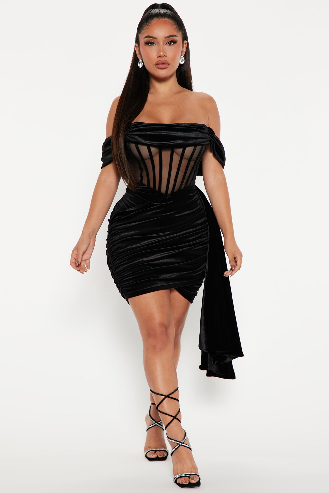 Sincerely Yours Velvet Midi Dress - Black