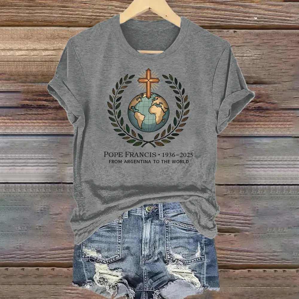 Women's PF 1936-2025 From Argentina To The World Print Short Sleeve Round Neck Cotton T-Shirt