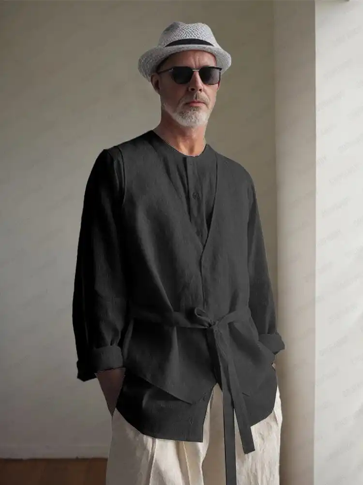 Elegant Fake Two Piece Cotton Shirt