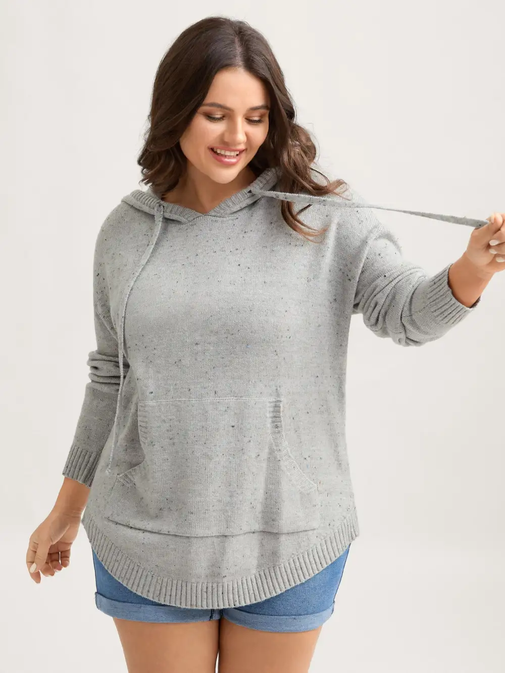 Heather Pocket Curvy Hem Pullover