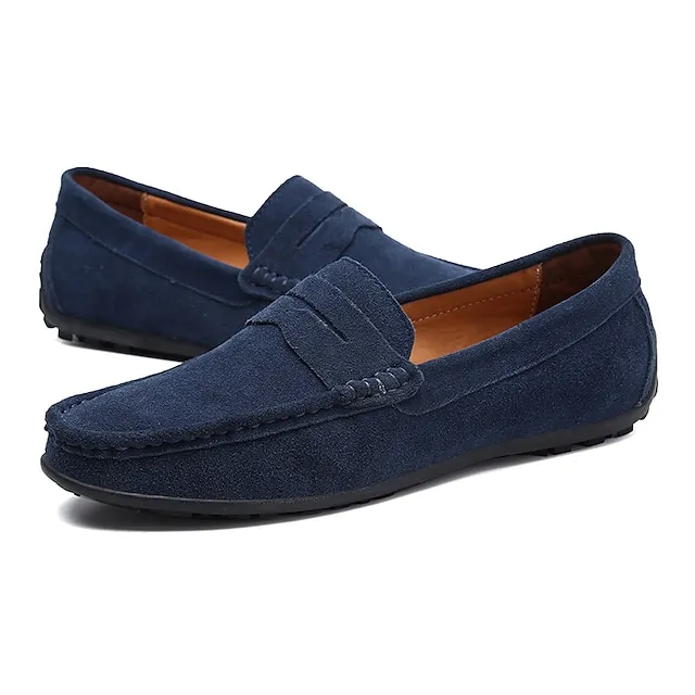 Men's Loafers & Slip-Ons Suede Shoes Comfort Shoes Driving Loafers Casual Outdoor Daily Suede Black Navy Blue Khaki Spring Summer