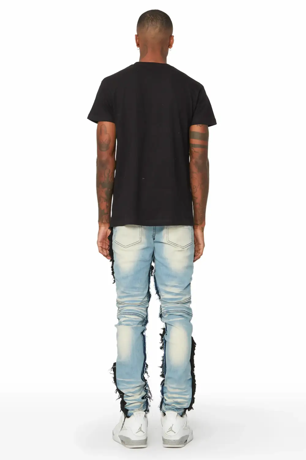 Cosmo Blue Patchwork Biker Jean