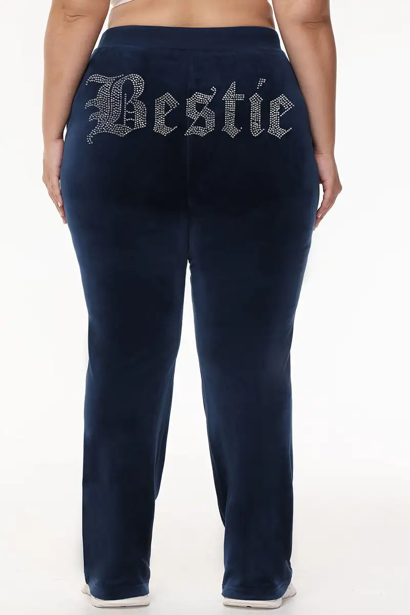 Bestie Big Bling Velour Track Pants