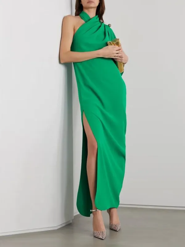 Casual  Asymmetric Split-Side Solid Color Maxi Dresses