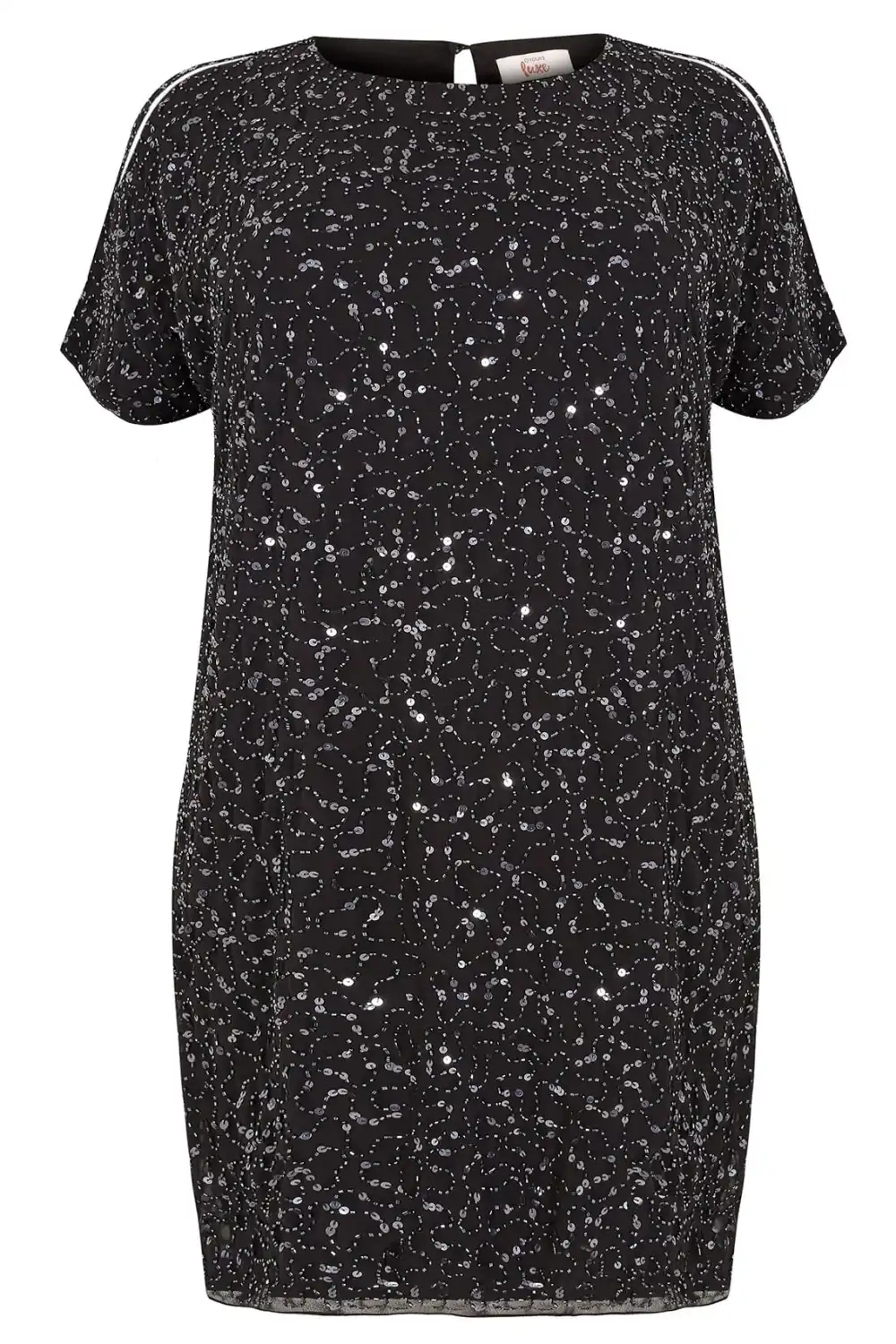 LUXE Curve Teal Green Sequin Hand Embellished Cape Dress