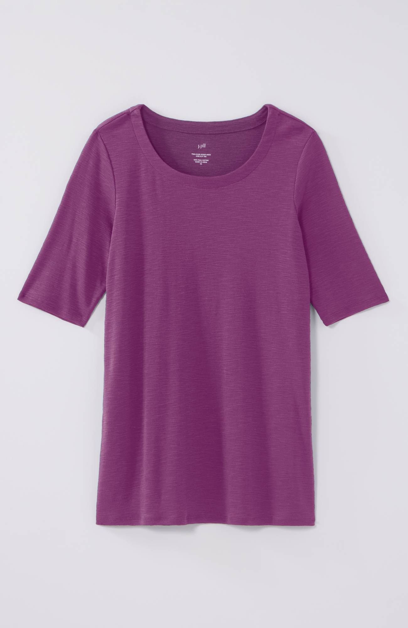 pima-slub scoop-neck side-slit tee