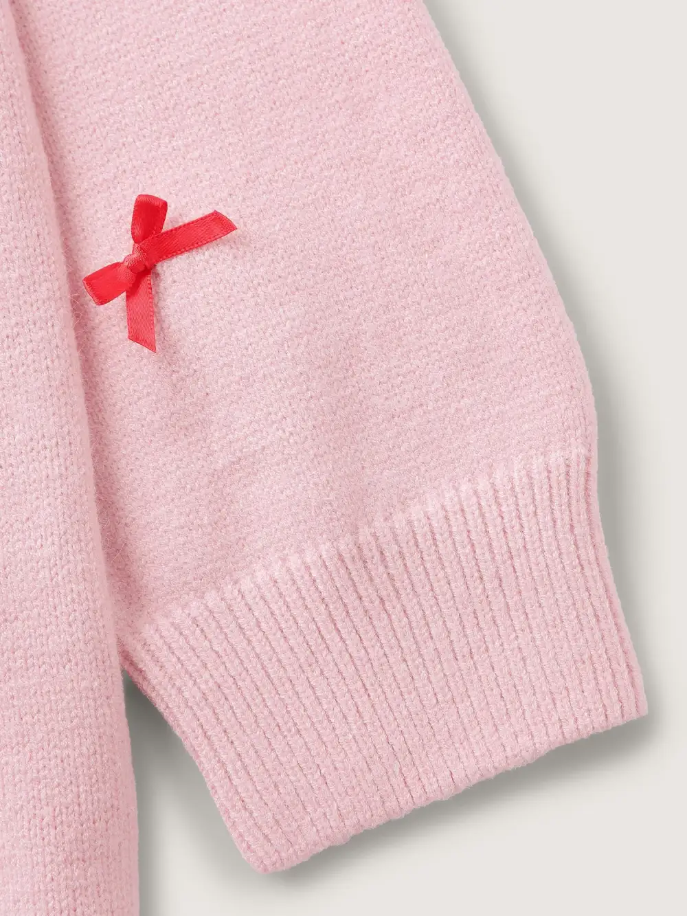 Bowknot Detail Ribbed Hem Pullover