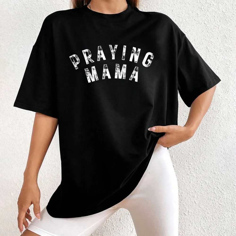 Praying Mama Printed Round Neck Short Sleeve T-Shirt
