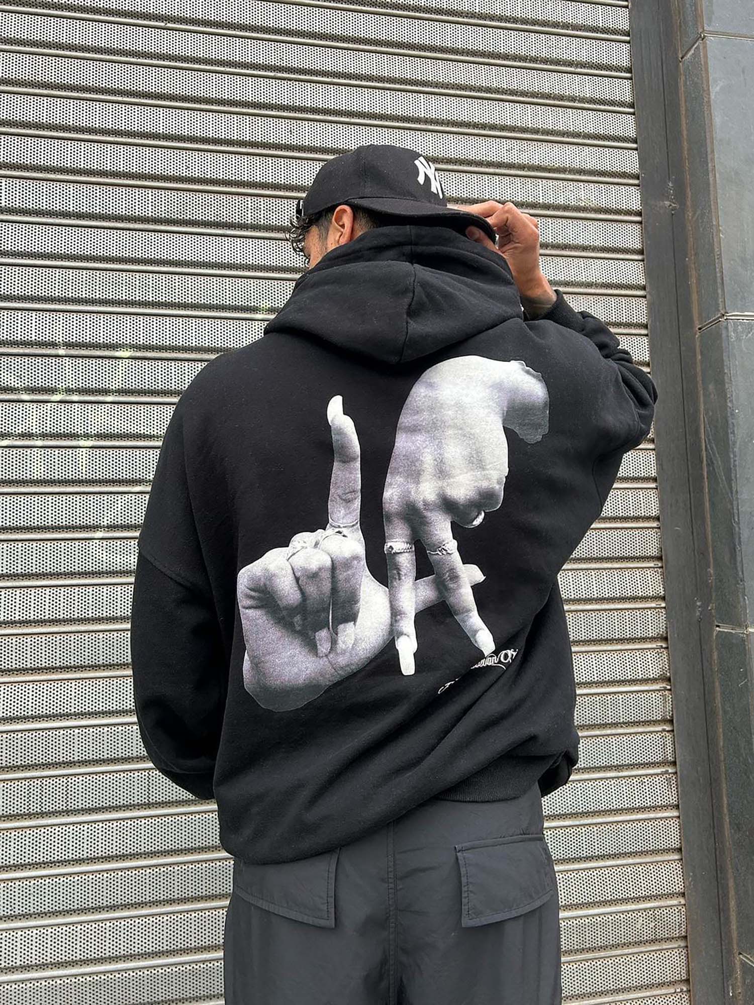 Gesture Print Hoodie -1268