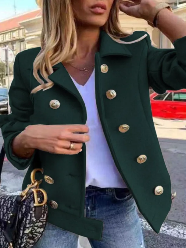 Buttoned Plain Casual Regular Fit Blazer