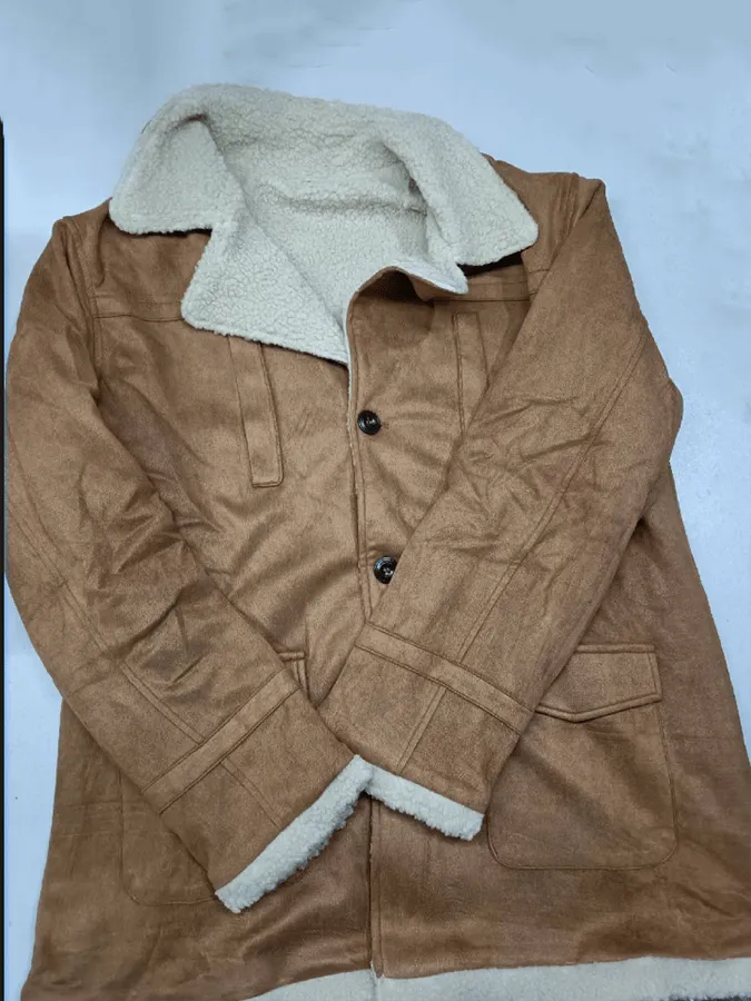 Men's Vintage Suede Patchwork Plush Multi-Pocket Reverse Collar Outdoor Jacket