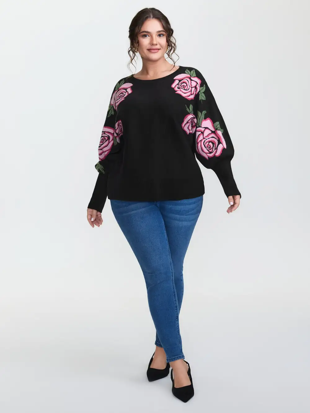 Supersoft Floral Batwing Sleeve Pullover
