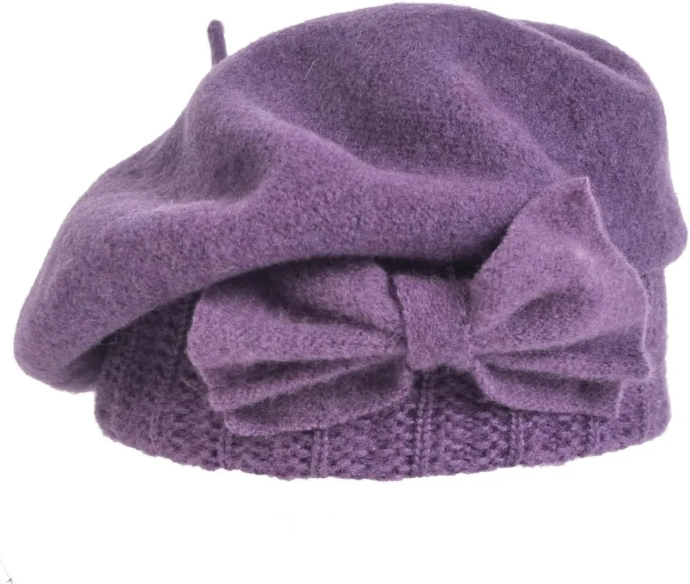 Lady French Beret 100% Wool Beret Floral Dress Beanie Winter Hat