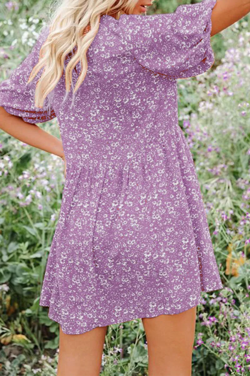 Casual Print Split Joint O Neck Straight Dresses(6 colors)