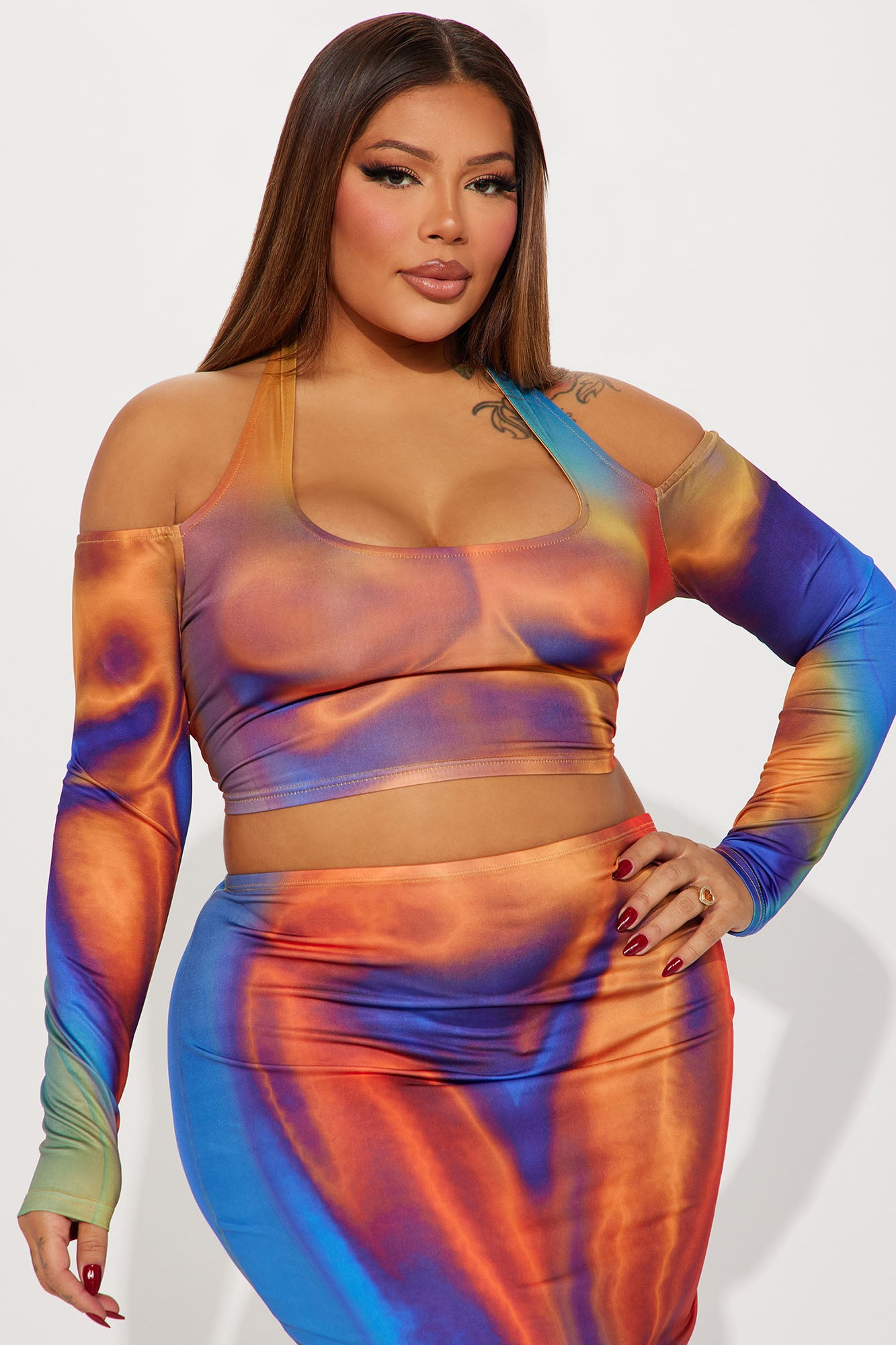Feeling Heated Skirt Set - Multi Color
