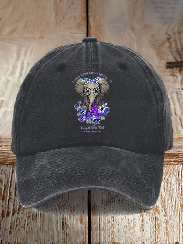 I Wear Purple For My Mom And Pop Alzheimer'S Awareness Support Baseball Cap