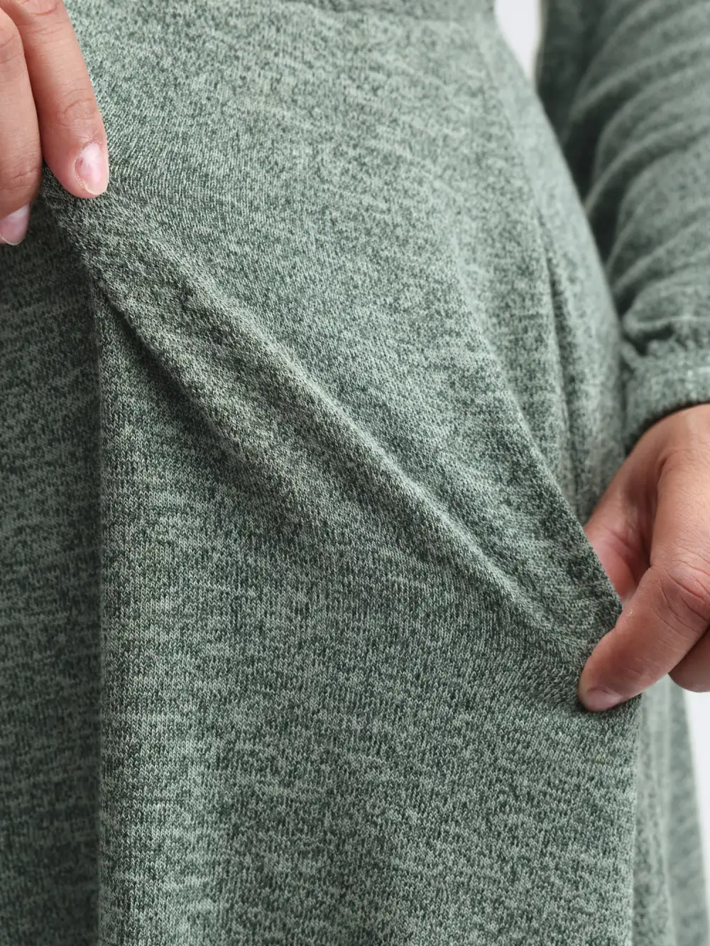 Knit Textured Stretchy Shirred Knee-Length Dress