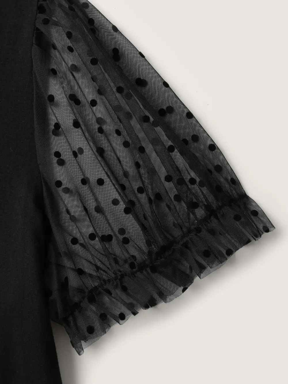 Stretchy Sheer Textured Sleeve Solid T-Shirt