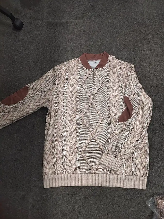 Men's Vintage Knit Print Zip-Up Sweatshirt