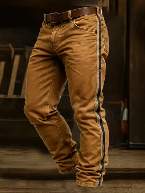 Men's Retro Outdoor Adventure Webbing Stitching Work Pants