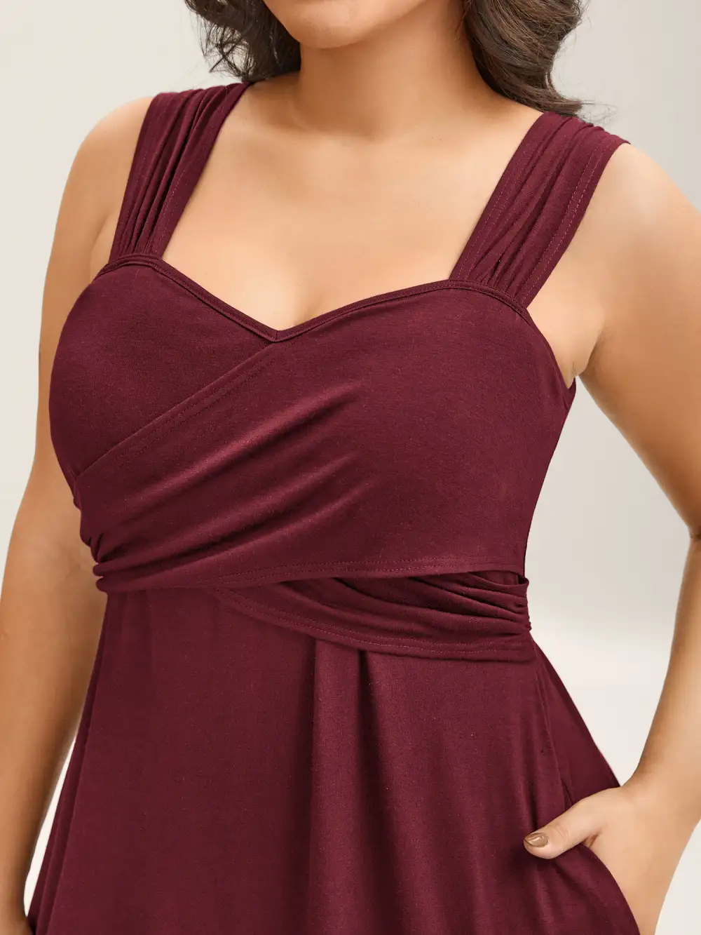 Crosswrap Bodice Pockets Midi Dress