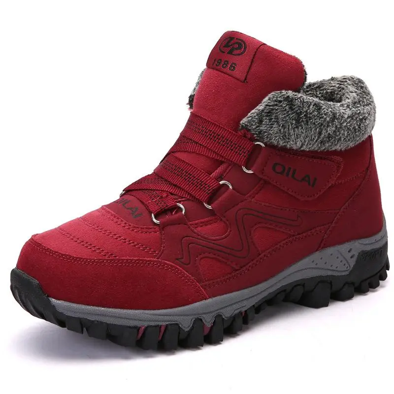 Large Size Women Hook Loop Outdoor Sneakers Ankle Warm Suede Boots