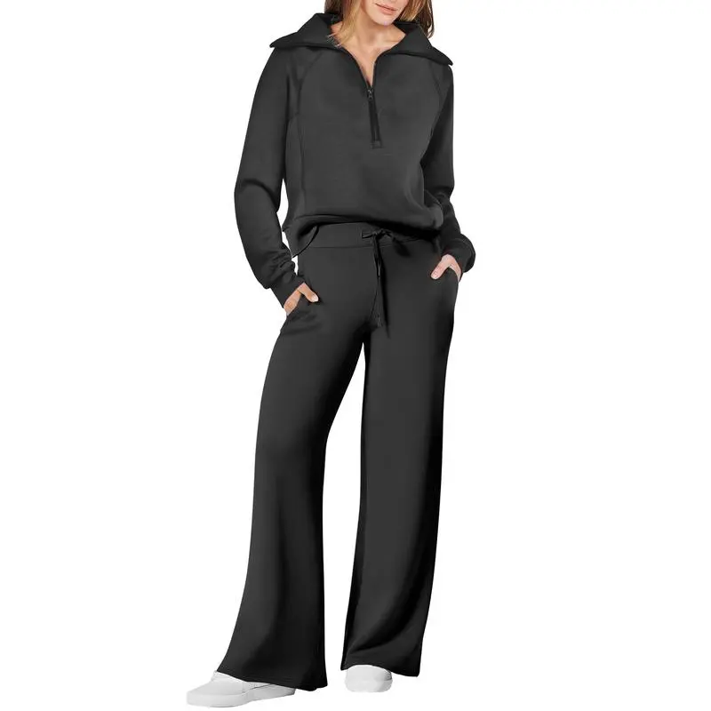 Women's 2-Piece Oversized Sweatsuit – Sweatshirt & Sweatpants Lounge Set.