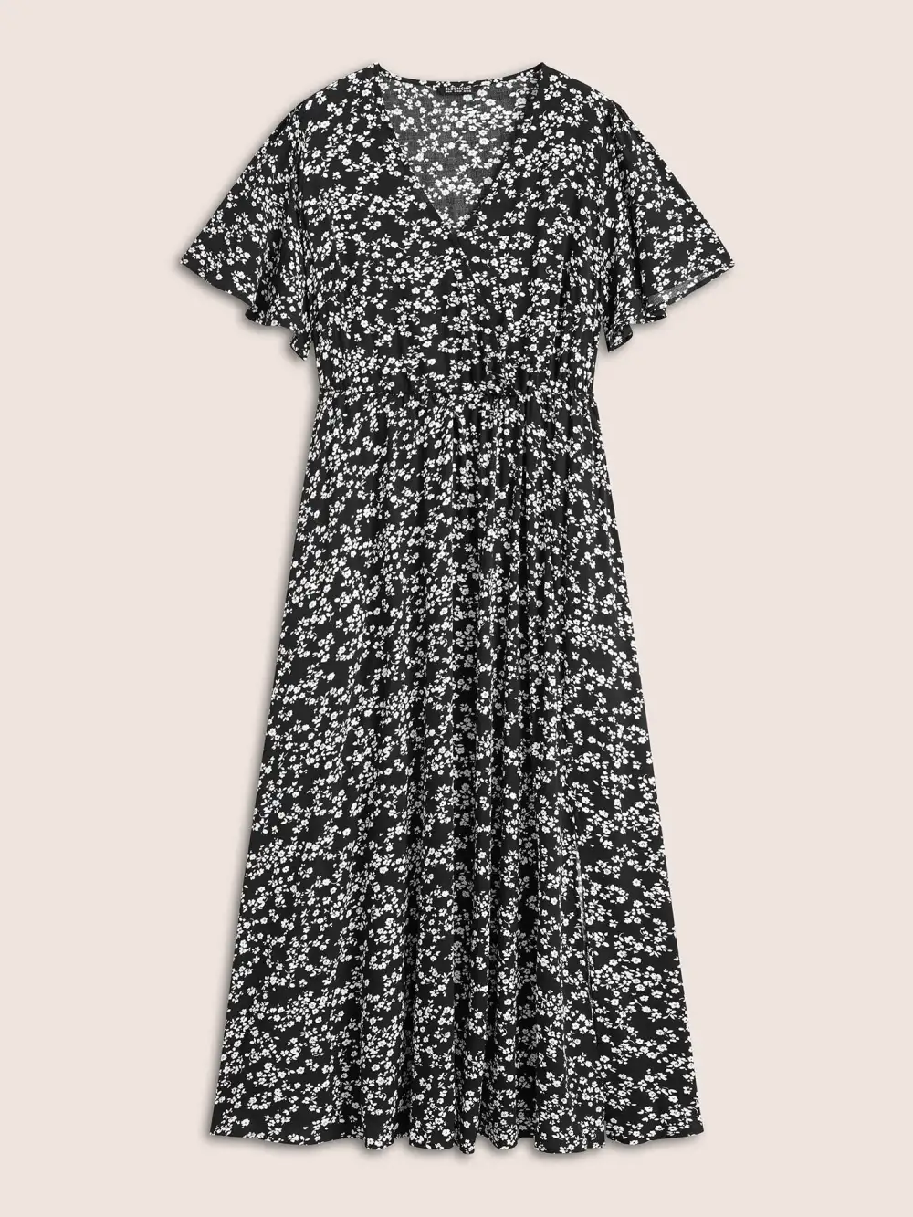 Bloom Dress - Flutter Sleeve Ditsy Floral Pocket Split Maxi Dress