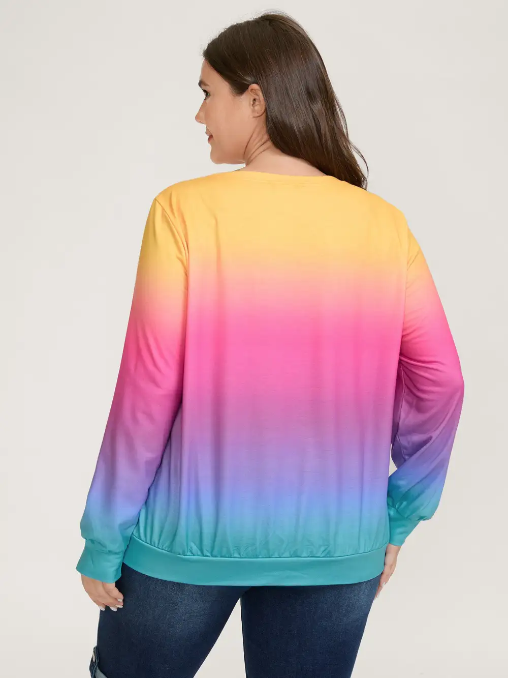 Ombre Gradient Elastic Hem Sweatshirt