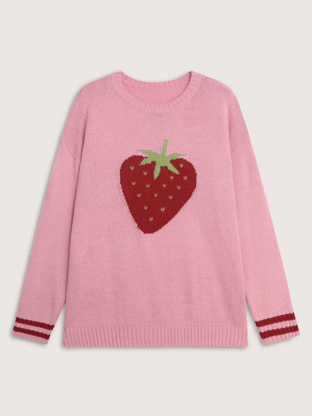 Strawberry Motif Contrast Pullover