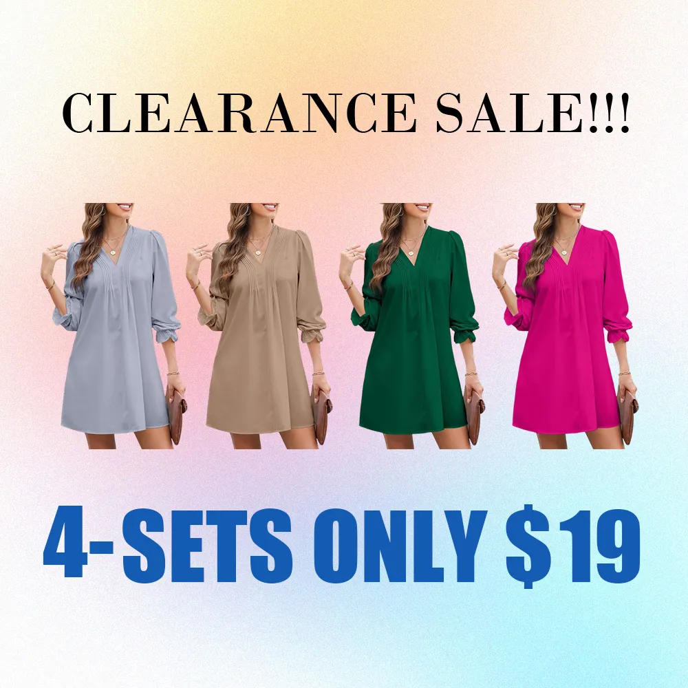 Women's A-Line Midi Dress – Ruffle Sleeve V-Neck Pleated Sundress, Flowy & Casual 2025 Fashion