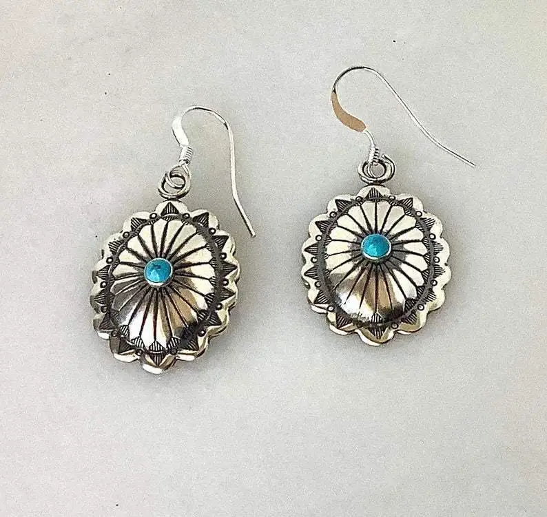 Turquoise Western Celtic Totem Water Drop Turquoise Earrings