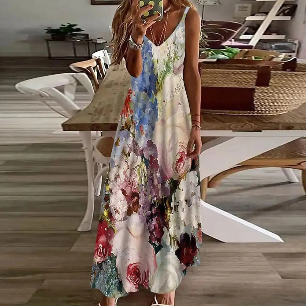 Watercolor Floral Bouquet Maxi Dress