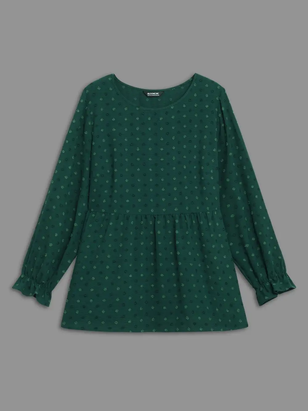 Textured Dot Elastic Cuffs A-line Blouse