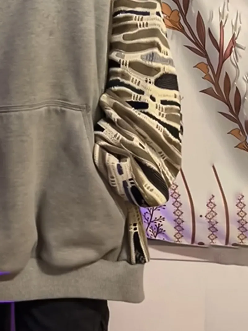 Grey Streetwear Leisure Hoodie Sweatshirts