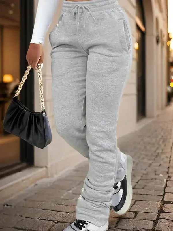 Women's Plain Drawstring Waist Sweatpants