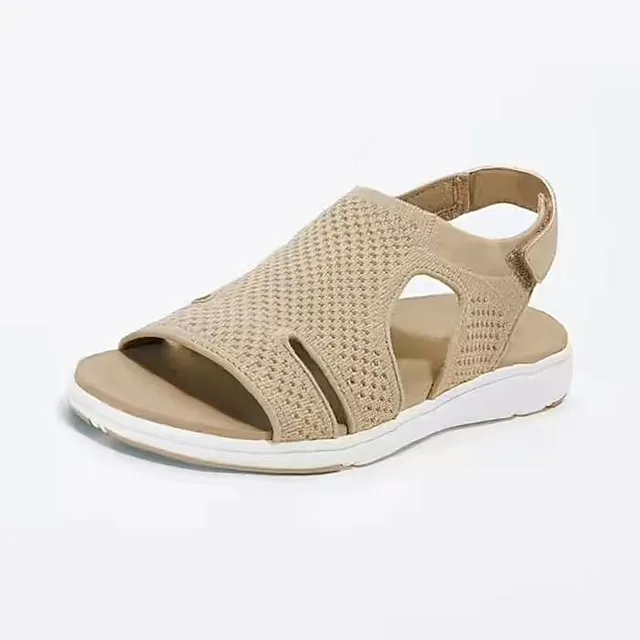 Women's Sandals Flat Sandals Plus Size Daily Beach Flat Heel Open Toe Elegant Casual Minimalism Mesh Magic Tape Solid Color Light Blue Purple / Blue Black