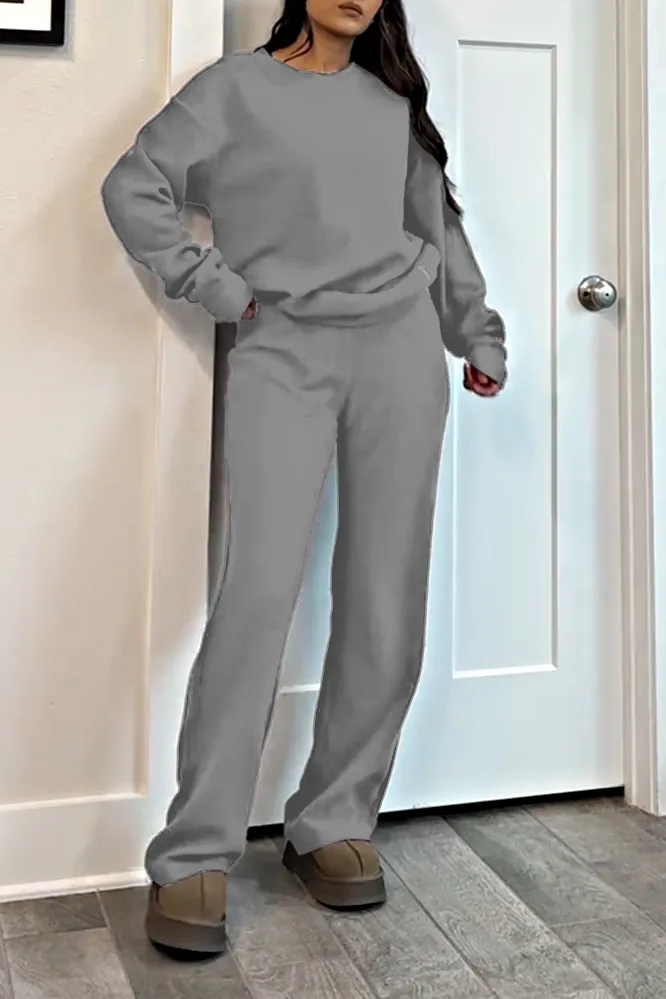 Women's Solid Color Corduroy Top and Pants