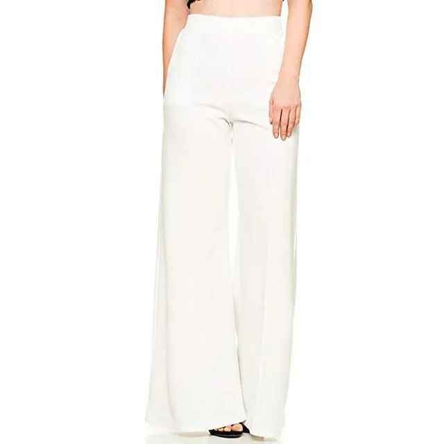 Women's Dress Wide Leg Pants Bootcut Flare Full Length Pocket Baggy Micro-elastic Mid Waist Streetwear Casual Casual Weekend Black White S M Summer Spring & Fall