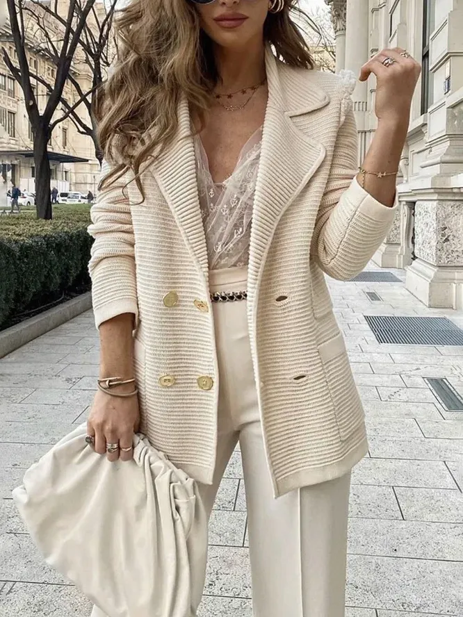 (Clearance Sale⚡) Double-breasted grain texture casual chic blazer