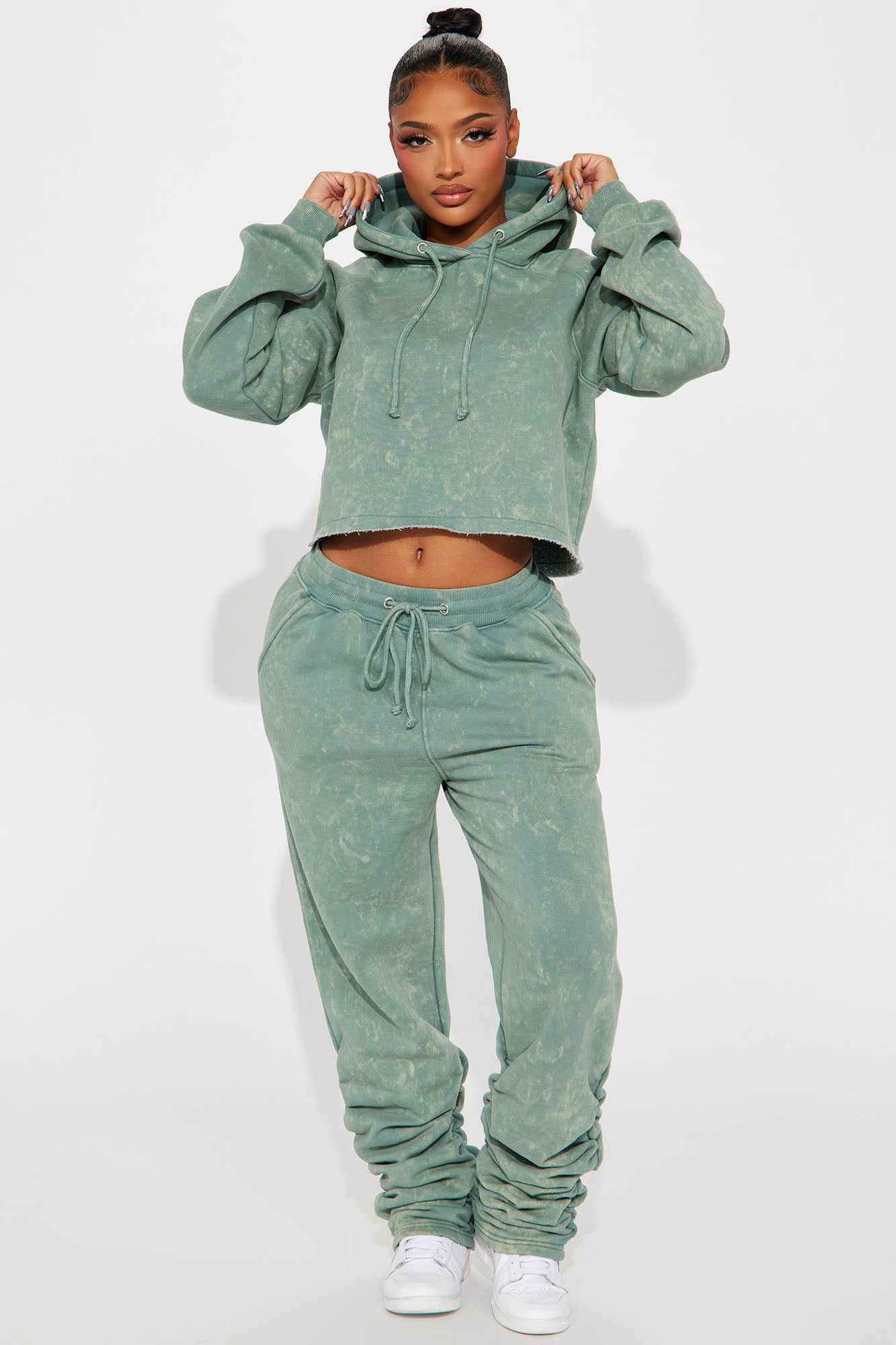 My Time Mineral Wash Jogger Set - Sage