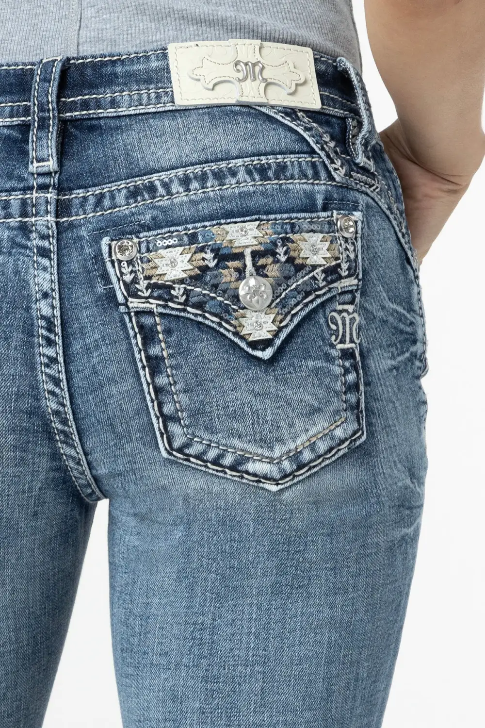 Coral Aztec Straight Jeans