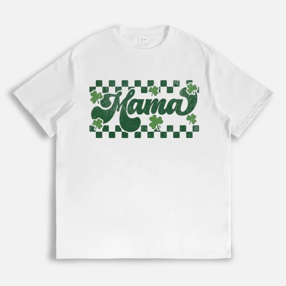 Retro Checkered St Patrick's Day Mama Daddy T-Shirt