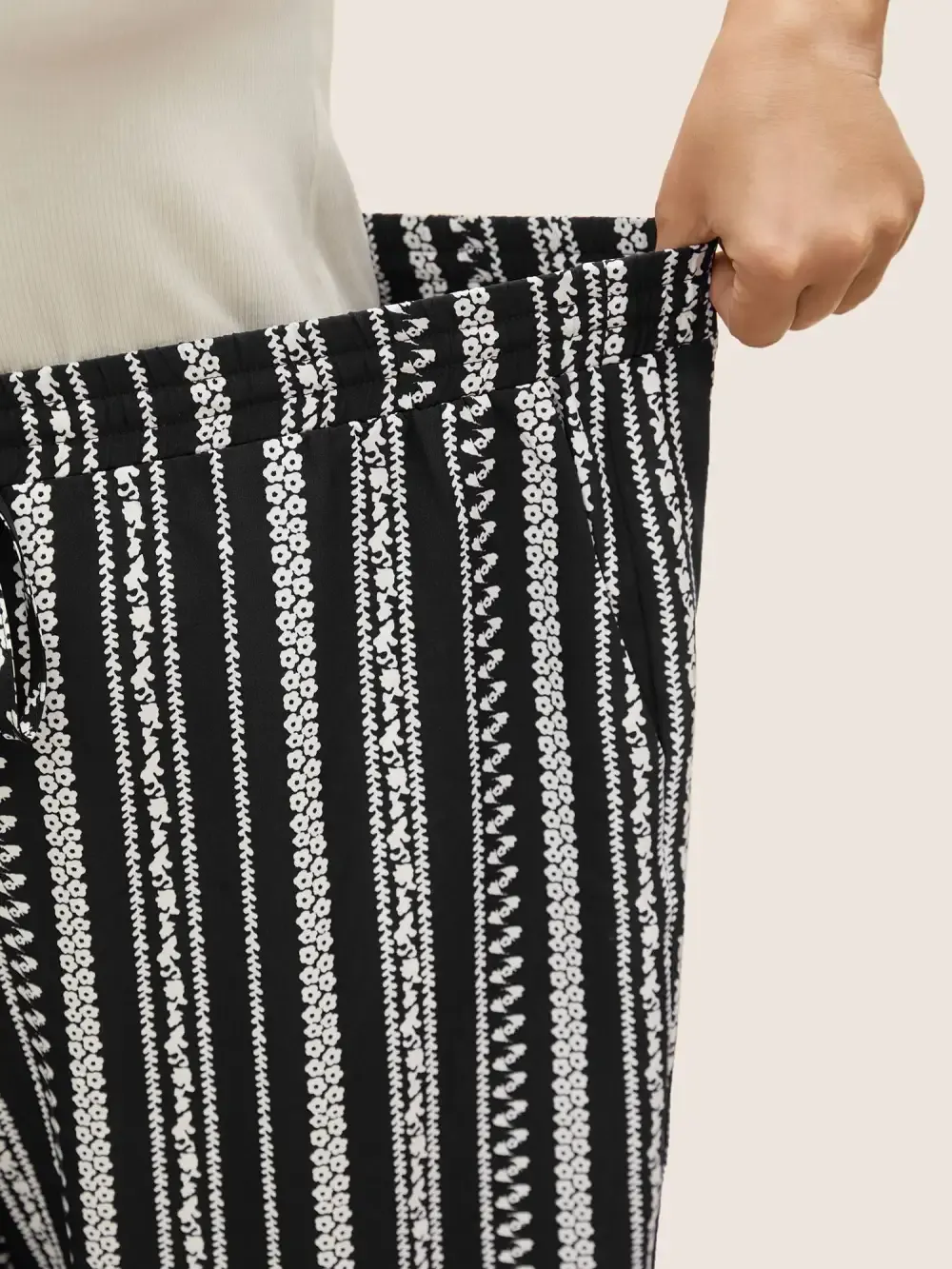 Bandana Striped Tassel Drawstring Wide Leg Pants