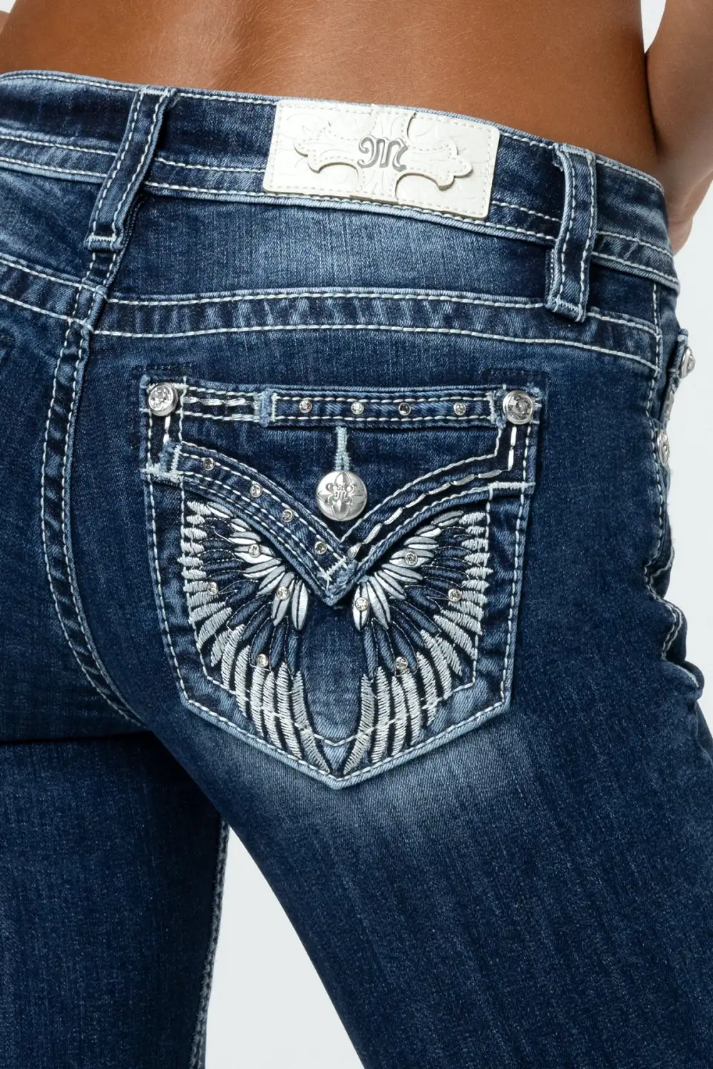 Raised Silver Wings Bootcut Jeans