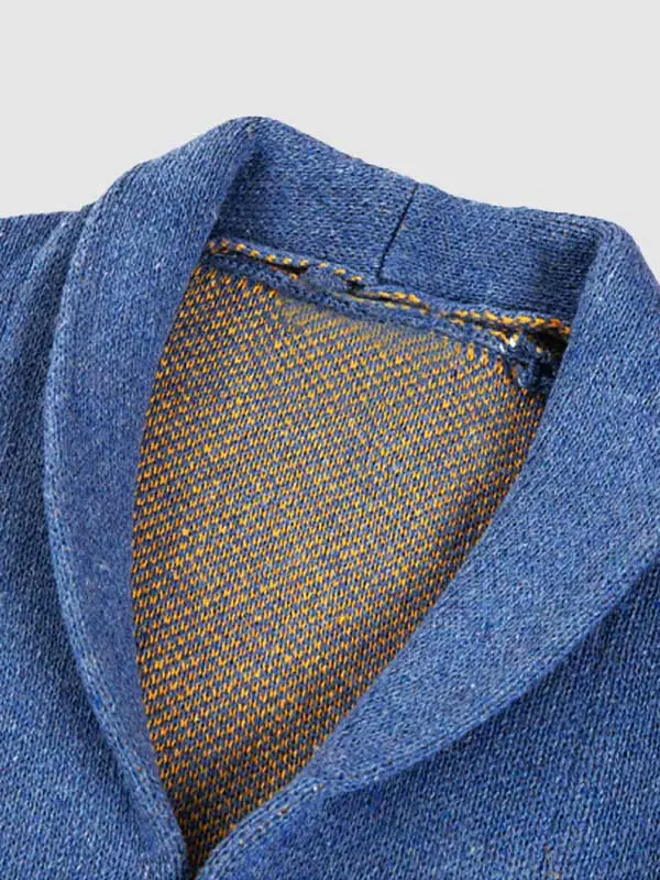 Men's lapel sweater mid-length cardigan jacket