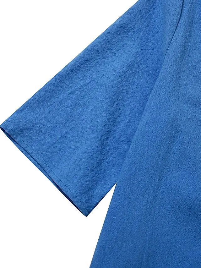 Women‘s Shift Dress Knee Length Dress Green Blue Pink Yellow Half Sleeve Pure Color Patchwork Spring Summer V Neck Basic Casual 2023 S M L XL XXL 3XL 4XL 5XL